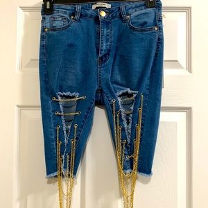 New! With tag on. Bermuda shorts, blue Jean denim, size small.